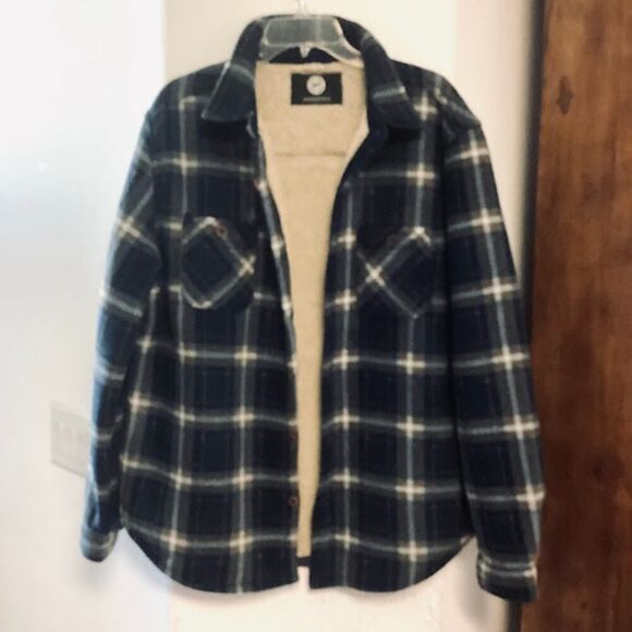 Weatherproof Sherpa Lined Fleece Shirt Jacket in Maritime Blue Large - Picture 2 of 9